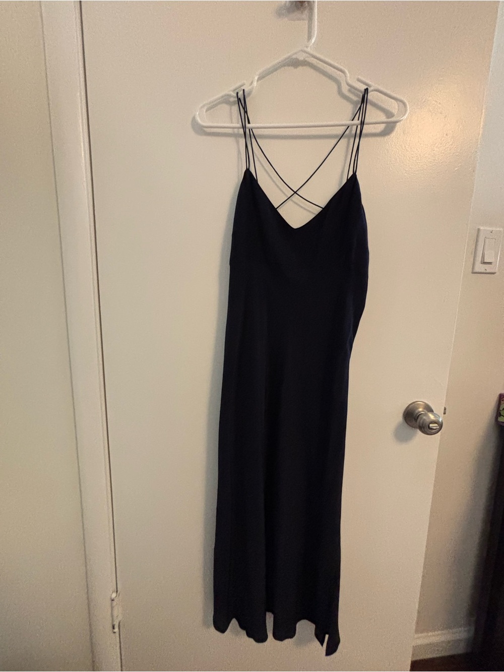 Madewell Midnight Slip Midi Dress with Crisscross Straps